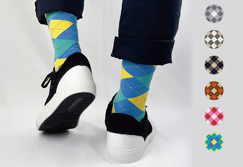 經典菱格紋-藍 厚襪款(2種尺寸) 